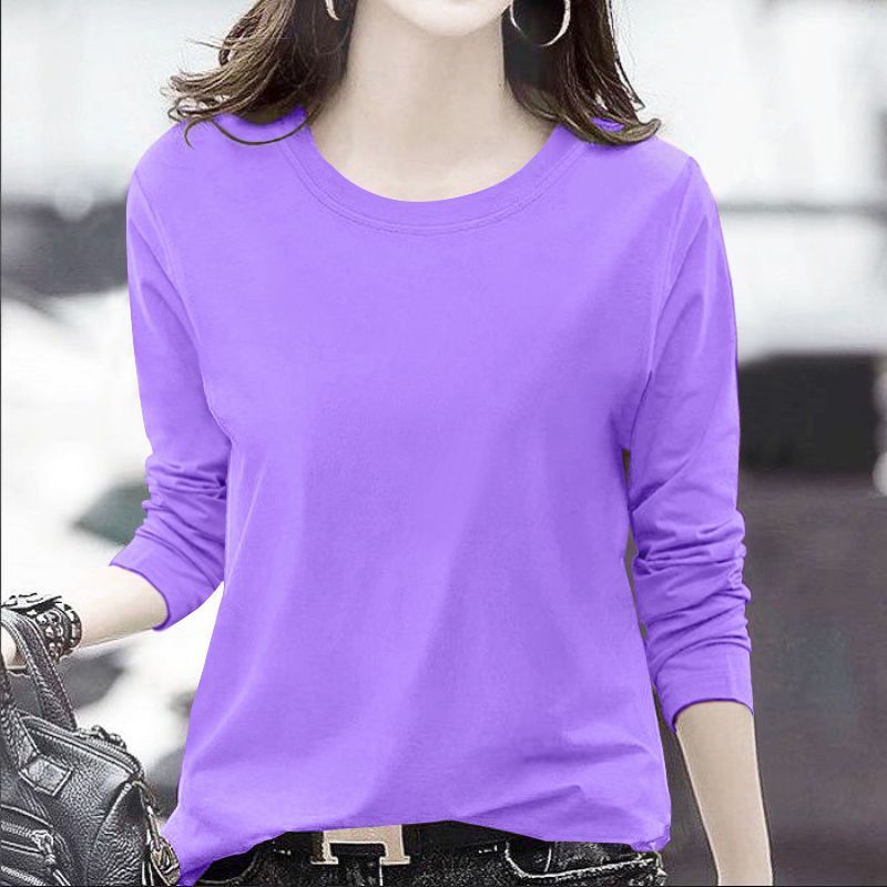 เสื้อยืดแขนยาวผ้าฝ้ายแท้ผู้หญิงหลวมสไตล์ใหม่ทุกการแข่งขันขนาดบวกผู้หญิงเสื้อ จุดต่ําสุด
