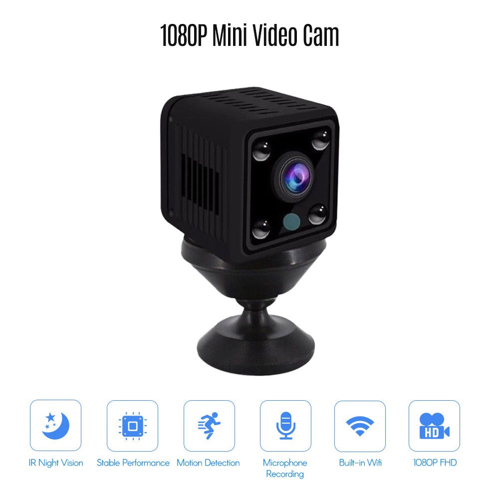 1080P มินิกล้องวิดีโอกล้อง Full HD 155 ° มุมกว้าง IR Night Vision การตรวจจับการเคลื่อนไหวฟังก์ชั่น WiFi 128GB หน่วยความจำขยายสำหรับทารกสัตว์เลี้ยง Home Security Monitoring