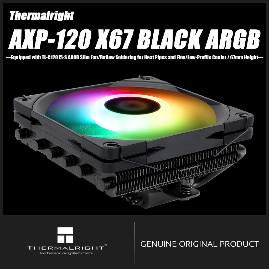 Thermalright AXP120-X67 BLACK ARGB CPU Air Cooler HTCP Low Profile CPU Cooler การกําหนดค่าพัดลม C120