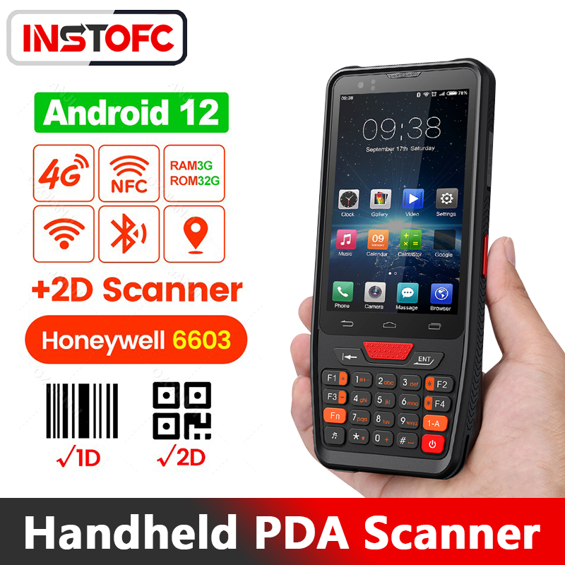 เทอร์มินัลมือถือ Android 12 และบาร์โค้ด 1D/2D Honeywell Scanner PDA Data Collector สินค้าคงคลัง