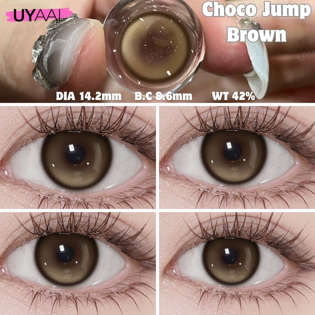 คอนแทคเลนส์ตาโต【0.00】UYYA x Freshlady  คอนแทคเลนส์สีเทาอมน้ำตาล สีเทา สีคลีน ใช้ในชีวิตประจําวัน CHOCO JUMP  14.2มม.