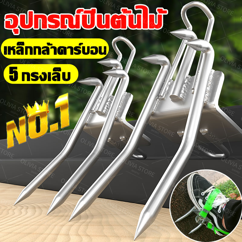 ที่ปีนต้นไม้ อุปกรณ์ปีนต้นไม้ เครื่องมือปีนต้นไม้เสาเหล็กคาร์บอนแหลมรองเท้าสำหรับการสังเกต เก็บผลไม้ ราคาพิเศษ รองเท้าเหล็กปีนต้นไม้ที่ปลอดภัยหัวเข็มขัดเท้าต้นไม้ใหญ่กันลื่น กรงเล็บแมว หัวเข็มขัดตีนตะขาบของแมว เก็บต้นไม้ นักปีนต้นไม้