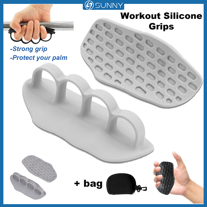 SunnyFit 2 ชิ้นซิลิโคนดึง Grips 4 นิ้วยกน้ําหนักสายรัด Gym ฟิตเนสออกกําลังกายถุงมือสําหรับ Dumbbell Barbell Hand Grips Deadlifts