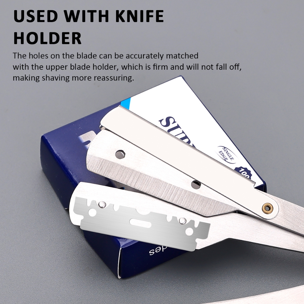 สปอตสปอตสปอต#Shaving ใบมีดโกนใบมีดกําจัดขนบนใบหน้าใบมีดคิ้วสร้างใบมีดสแตนเลส100ชิ้นต่อแพ็คทิ้งใบมีดคม ราคา ถูกที่สุด ดีลบีเคเค แกลเลอรีภาพที่ 5