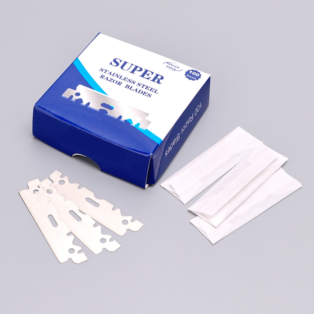 สปอตสปอตสปอต#Shaving ใบมีดโกนใบมีดกําจัดขนบนใบหน้าใบมีดคิ้วสร้างใบมีดสแตนเลส100ชิ้นต่อแพ็คทิ้งใบมีดคม ราคา ถูกที่สุด ดีลบีเคเค แกลเลอรีภาพที่ 9