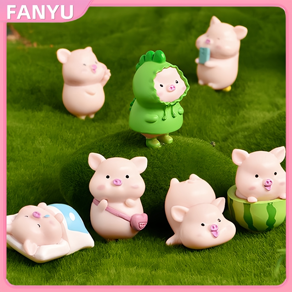 Shakangcool โมเดลฟิกเกอร์ รูปปั้นการ์ตูนหมู ขนาดเล็ก ของเล่นสําหรับเด็ก 7 ชิ้น ต่อชุด SGL