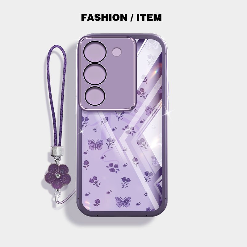VRQR สําหรับ Vivo Y21d Y31 Y04 Y29S Y29 Y200 4G 5G Y19S Y100 (IDN) แฟชั่นดอกไม้หมีใสกันกระแทกเคสโทรศัพท์พร้อมเชือกดอกไม้