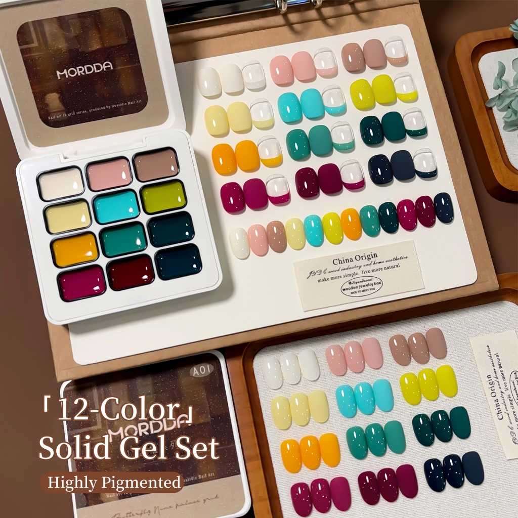 MORDDA-ยาทาเล็บเจลสีฟ้าสีเขียว Macaron สไตล์ใหม่ 12 สีชุด, การเรนเดอร์สีติดทนนาน, เหมาะสําหรับร้านทําเล็บ