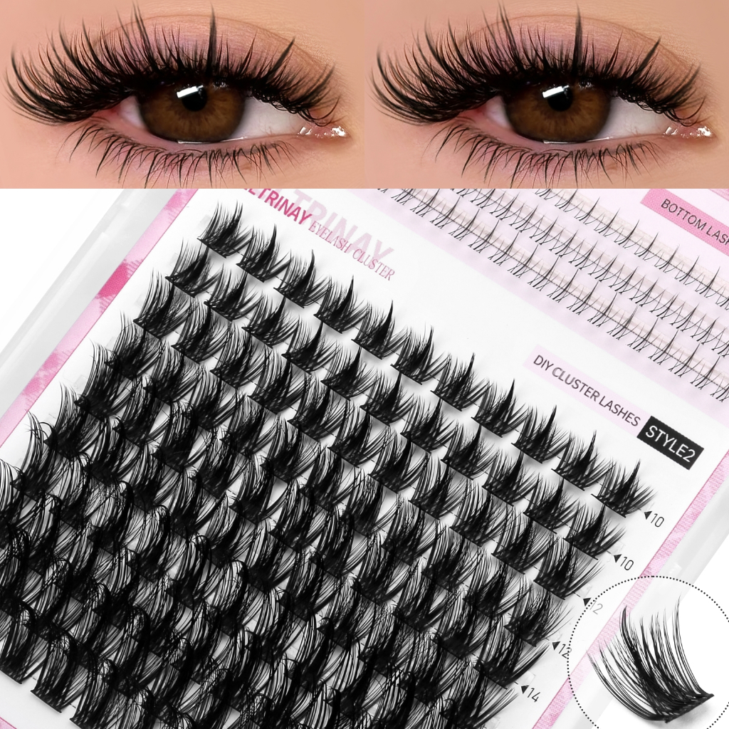 GROINNEYA Cluster Lashes Voluminous Fluffy อะนิเมะ Lashes Faux Mink Reusable Cluster Lashes แต่งหน้า