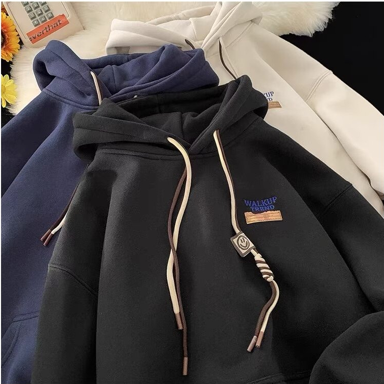 Eashion เสื้อฮู้ดดี้แขนยาว แบบสวม ผ้าหนา แฟชั่น กันแดด กันหนาวได้  เสื้อกันหนาวแขนยาว