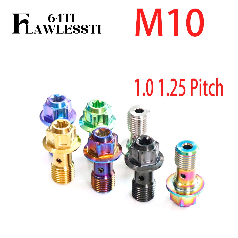FLAWLESSTI M10x1.01.25 Pitch Gr5 ไทเทเนียม Banjo Bolt เบรค Caliper เบรคปั๊มสําหรับ Nissin Brembo