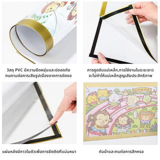 ป้ายติดผนัง กรอบป้ายติดผนัง ซองใส่เอกสาร ขอบแม่เหล็ก ขนาด กรอบรูป A3 A4 A5 แบบไม่เจาะ มีกาวในตัว กรอบรูปมินิมอลติดผนัง