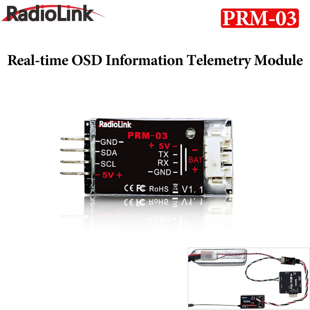 Radiolink PRM-03 Mini ข้อมูล OSD แบบเรียลไทม์โมดูล Telemetry 1S-12S สําหรับ AT9 AT9S AT9S Pro AT10 A