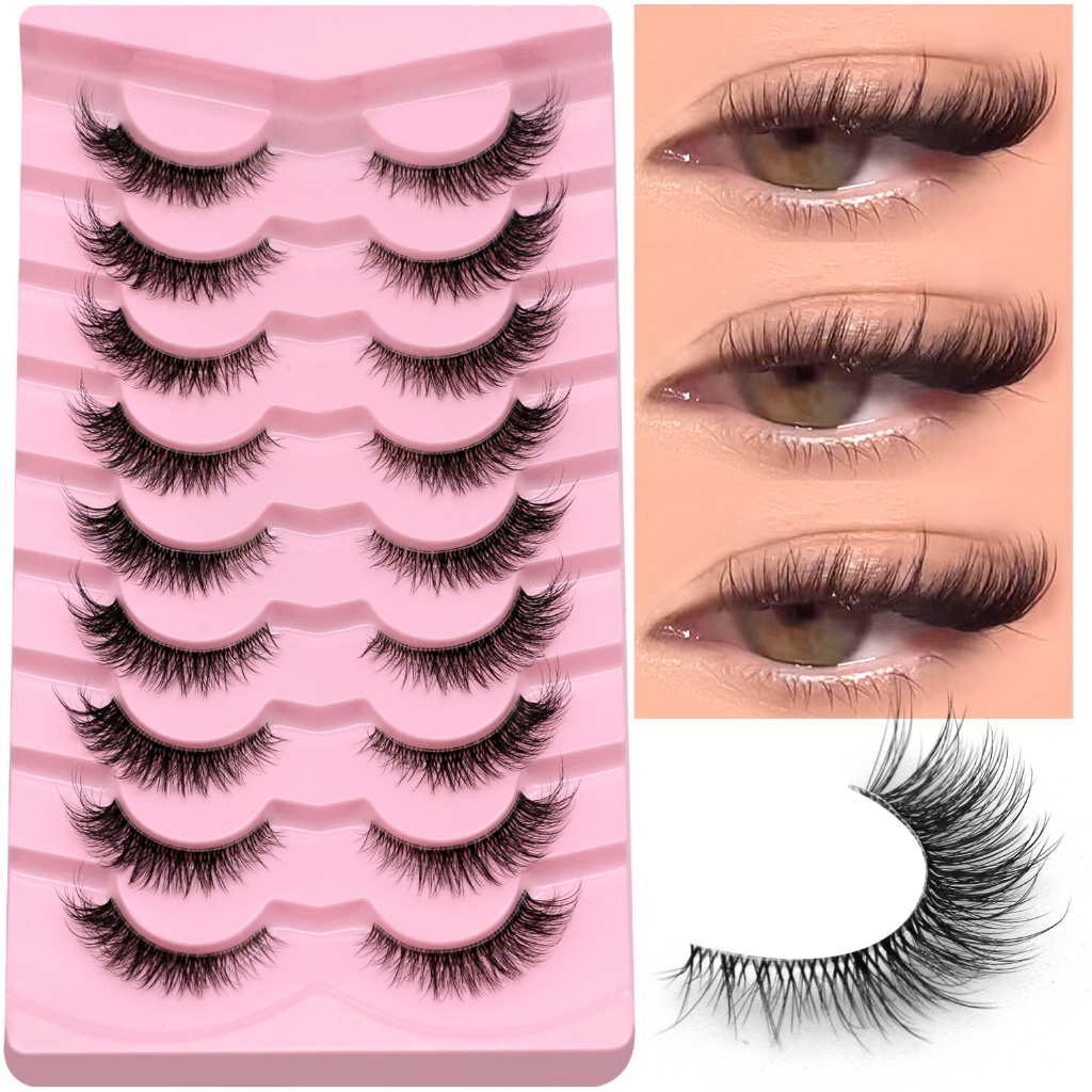 GROINNEYA Cat Eye Lashes Voluminous Fluffy Lashes หรูหราที่มองไม่เห็น Band Lashes Cat Eye Lashes แต่