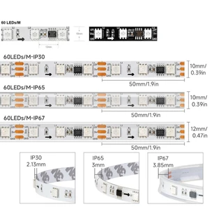 BTF-LIGHTING WS2811 60LEDs/m RGB IC แถบไฟ LED 1 IC ควบคุม 3 LEDs แถบไฟพิกเซลที่แอดเดรสได้ DC12V