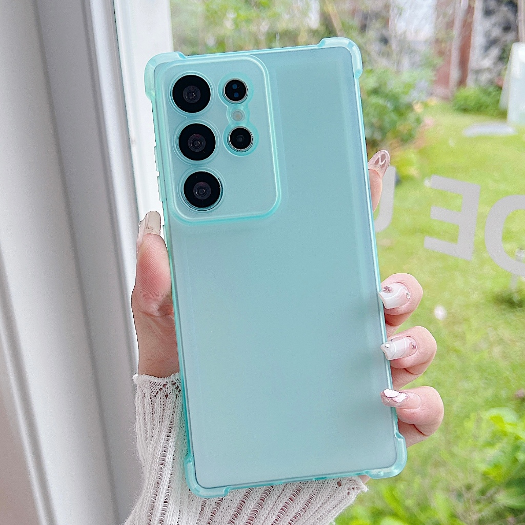 SAMSUNG Ultra-thin Clear Matteซิลิโคนเคสโทรศัพท์สําหรับSamsung Galaxy S26 S25 S24 S23 S21 S20 FE Plus EdgeสีCandyกันกระแทกกันชนเลนส์ฝาครอบป้องกัน