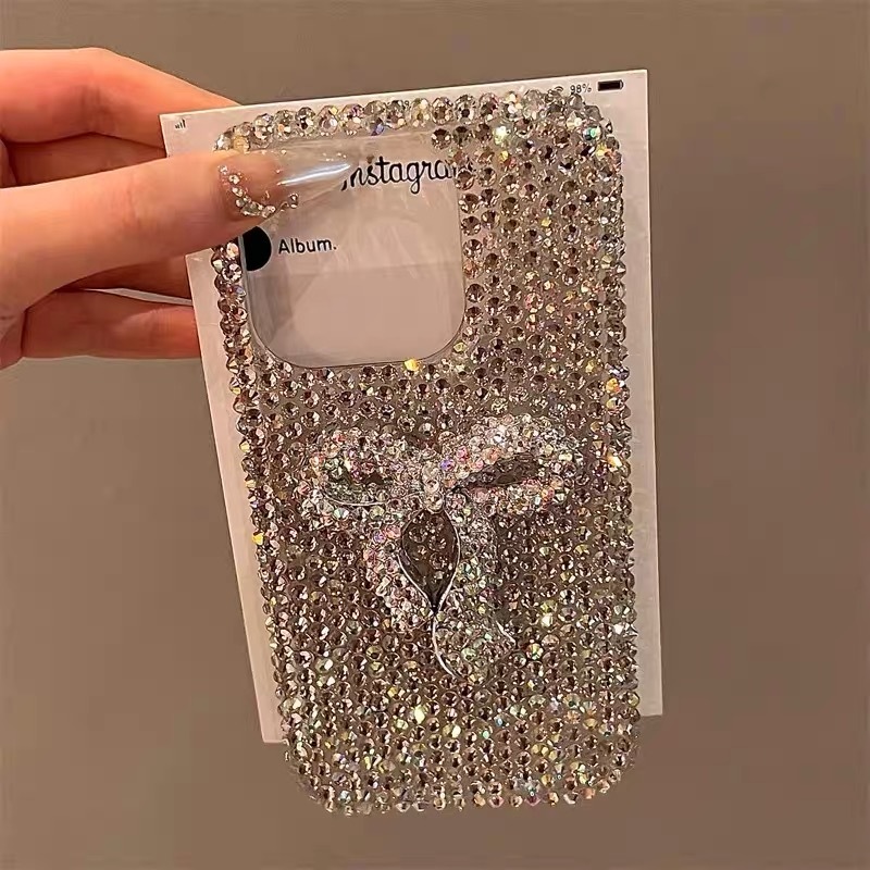 เคสโบว์เพชรประกายสวยงาม ใช้ได้กับ Iphone17air 16 15promax 15 15 pro 14promax 13 pro max 12 pro max 11 ฝาครอบโทรศัพท์ที่สวยงาม