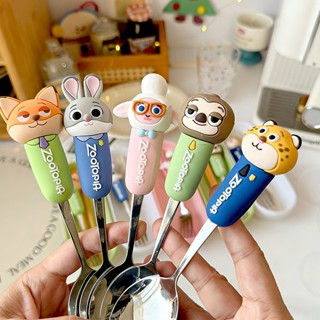 Zootopia Judy Nick304 ชุดช้อนส้อมสแตนเลสชุดช้อนส้อมตะเกียบโล…