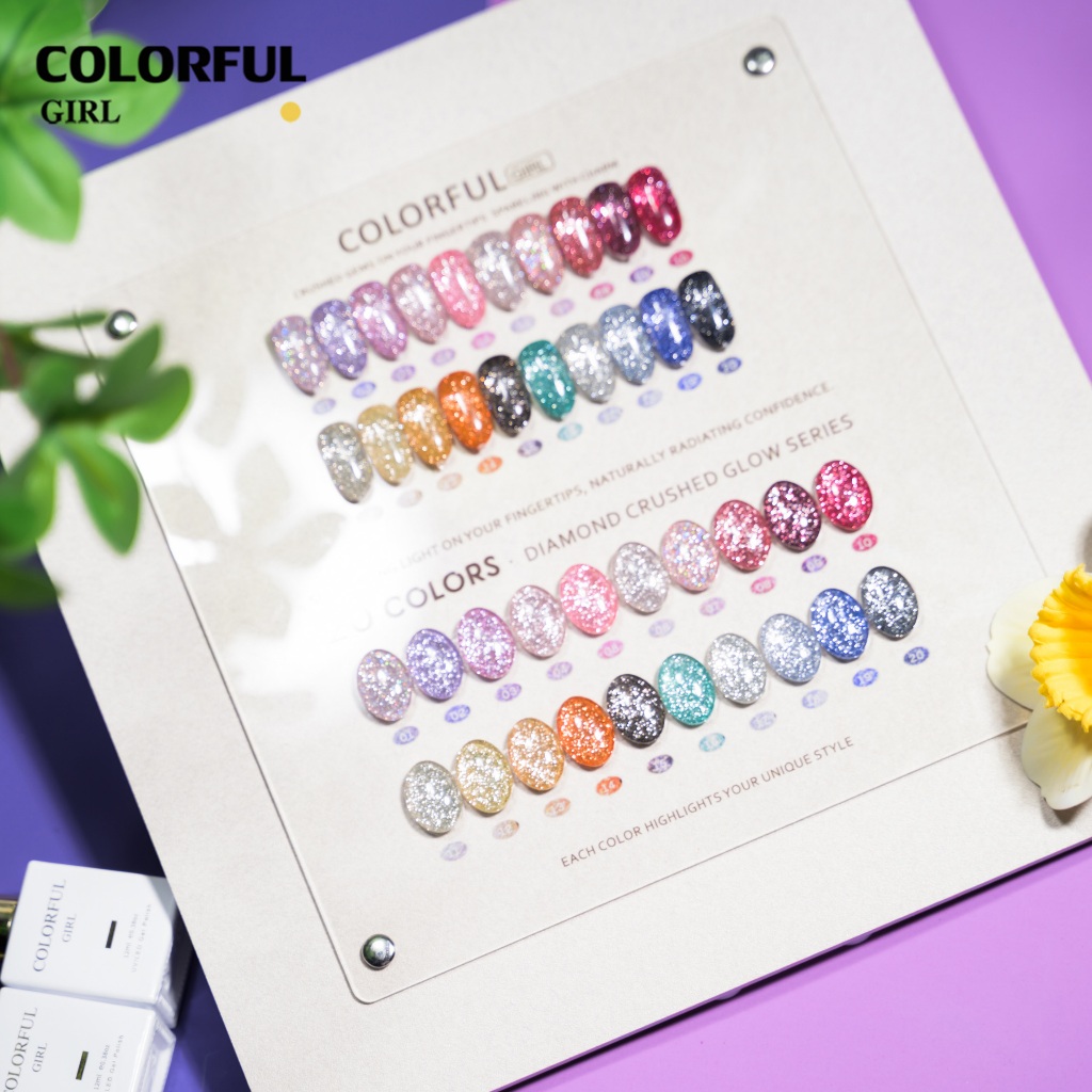 【พร้อมส่ง】COLORFUL GIRL เจลแฟลชโอปอล เจลโอปอลกลิตเตอร์แฟลช วิ้งระยิบแบบเพชร 20 สี วิ้งระยิบระดับเพชร! เอฟเฟกต์เพชรป่นสุดหรู ใสวาวแบบคริสตัล เงาเด่นสะดุดตา สั่งซื้อแถมชาร์ทสีฟรี