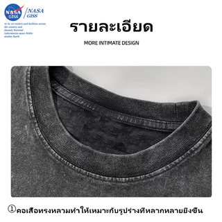 NASA เสื้อยืดฟอก oversize ชายหญิงแขนสั้น สตรีทฮิปฮอป summer ดอกทานตะวัน พิมพ์ลาย คอตตอน100% คอกลม หลวมและระบายอากาศ