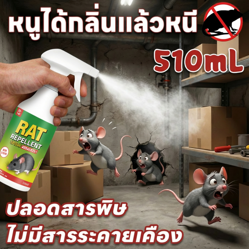 🚀สินค้าพร้อมส่ง! 🚀สเปรย์ไล่หนู น้ำยาไล่หนู สเปรย์ไล่หนูรถ 510ml ปราศจากสารเคมีอันตราย สารสกัดจากธรรมชาติ