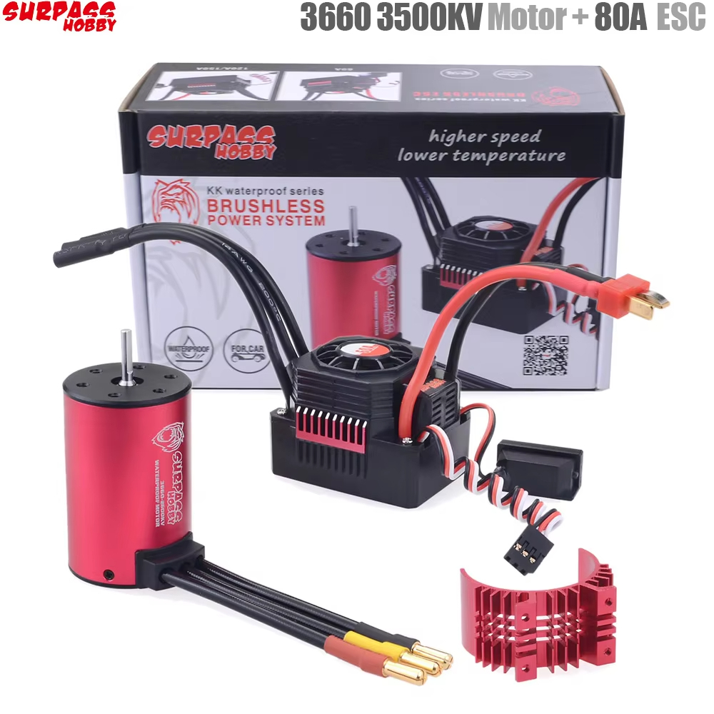 SURPASS HOBBY 3660 มอเตอร์ไร้แปรงและ ESC กันน้ํา Combo พร้อมฮีทซิงค์สําหรับรถยนต์ RC 1/10