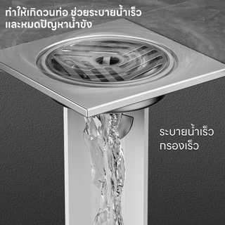 ตะแกรงน้ำทิ้งสแตนเลส กันกลิ่น ฝาครอบท่อระบายน้ำ พร้อมที่ดักเส้นผม อุปกรณ์ห้องน้ำ HSAK