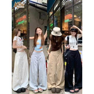4สี กางเกงขายาว กางเกงผู้หญิง ใส่สบาย สไตล์เลซี่ กระเป๋ามีจับจีบ#101245