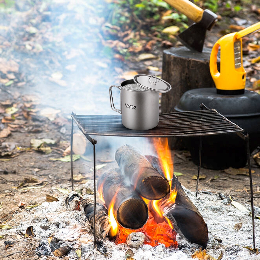 แก้วน้ํา ไทเทเนียม น้ําหนักเบา แบบพกพา พร้อมที่จับพับได้ ขนาด 300 มล. 350 มล. 450 มล. 550 มล. 650 มล. 750 มล. สําหรับปิกนิก ตั้งแคมป์กลางแจ้ง - รูปที่ 6