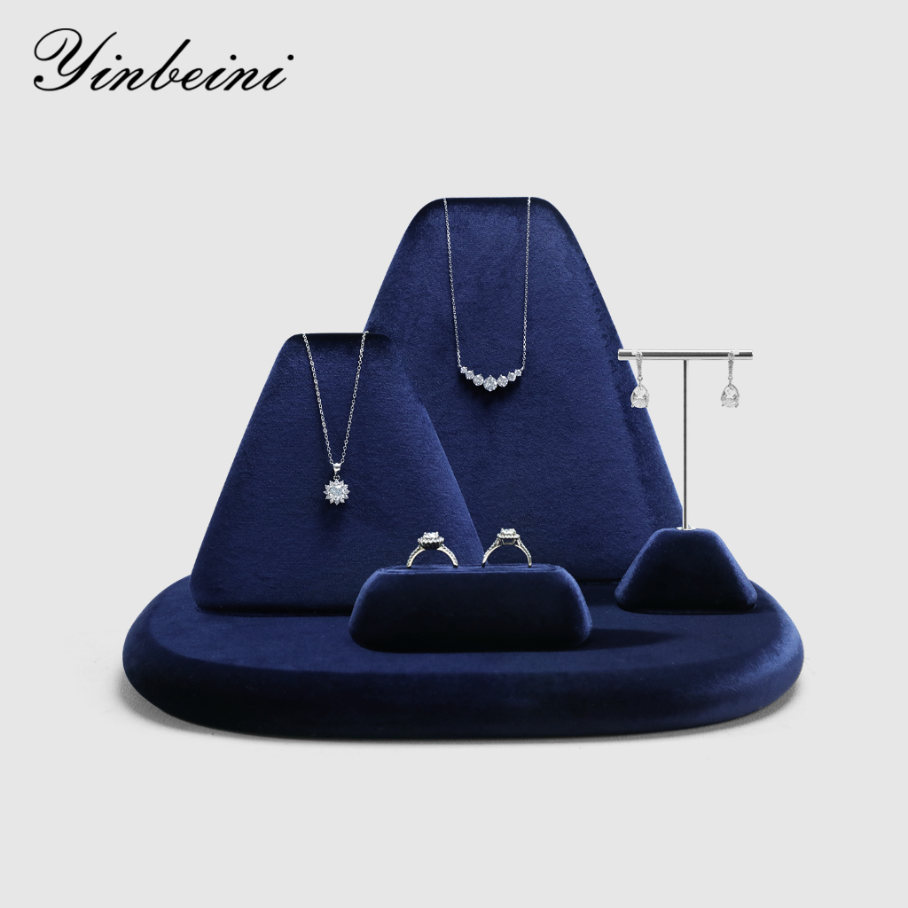 Yinbeini ชุดจัดแสดงเครื่องประดับกำมะหยี่ แหวน ต่างหู สร้อยคอ กำไล ชั้นวางจัดระเบียบเครื่องประดับ TB041