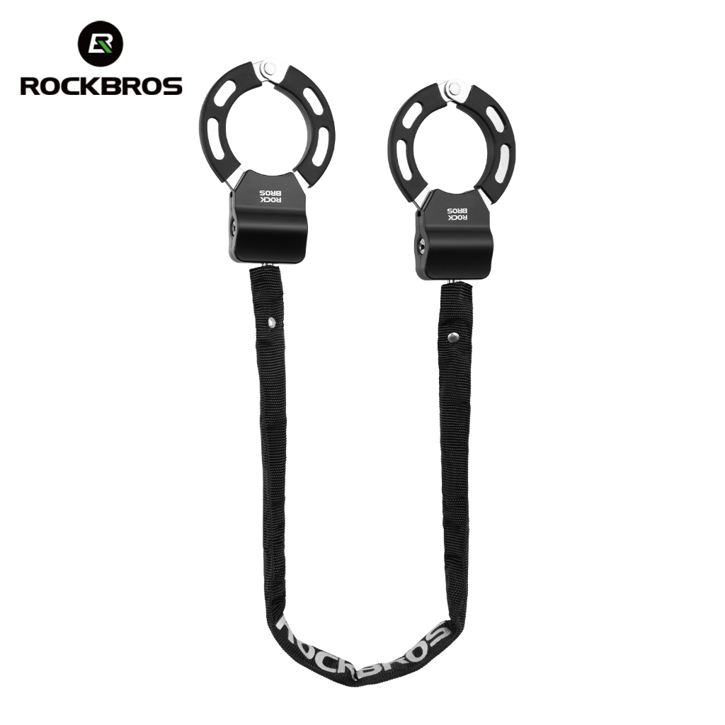 ROCKBROS จักรยานล็อคแบบพกพามัลติฟังก์ชั่ความปลอดภัยป้องกันการโจรกรรม59.5เซนติเมตรสกูตเตอร์โซ่ล็อคเกียร์ที่มีกุญแจ จักรยานเสือภูเขา จักรยานถนนอุปก