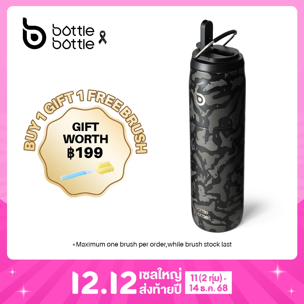 BOTTLE BOTTLE ขวดน้ํา 900ml สแตนเลสเก็บความเย็นถ้วยเก็บอุณหภูมิแบบพกพากระติกเก็บความเย็นสูญญากาศมีหลอดในตัว ใช้สําหรับการออกกํลังกายกีฬากลางแจ้ง