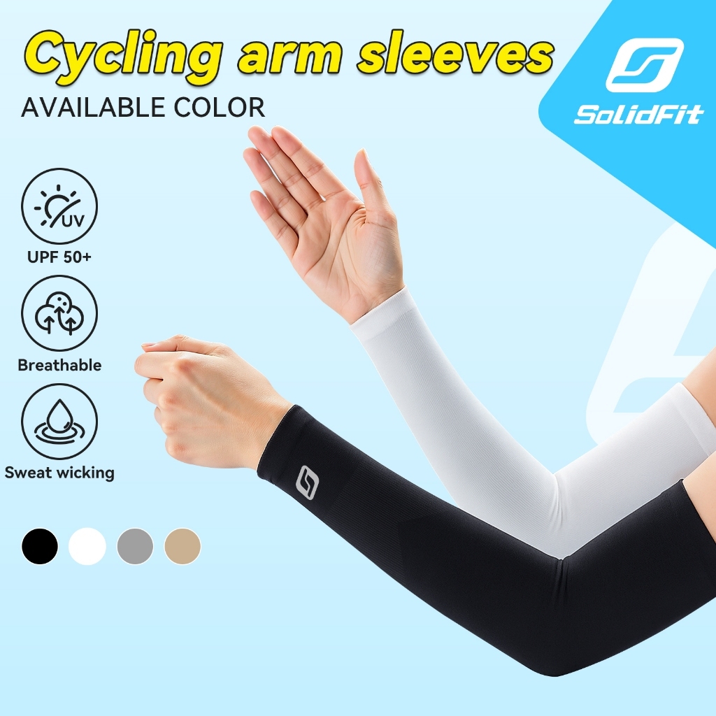 【TH Delivery】SOLIDFIT ปลอกแขน ผ้าเรยอน ระบายอากาศ แห้งเร็ว ไล่โทนสี ป้องกันรังสียูวี สําหรับขี่จักรยาน ตกปลา