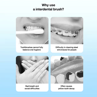 60 ชิ้น I-shape Interdental แปรง Push-pull แปรงสีฟันจัดฟัน 0.6 มม.-1.5 มม.พร้อมกล่องขนแปรงนุ่มแบบใช้ซ้ําได้สําหรับทําความสะอาดระหว่างฟันจัดฟัน