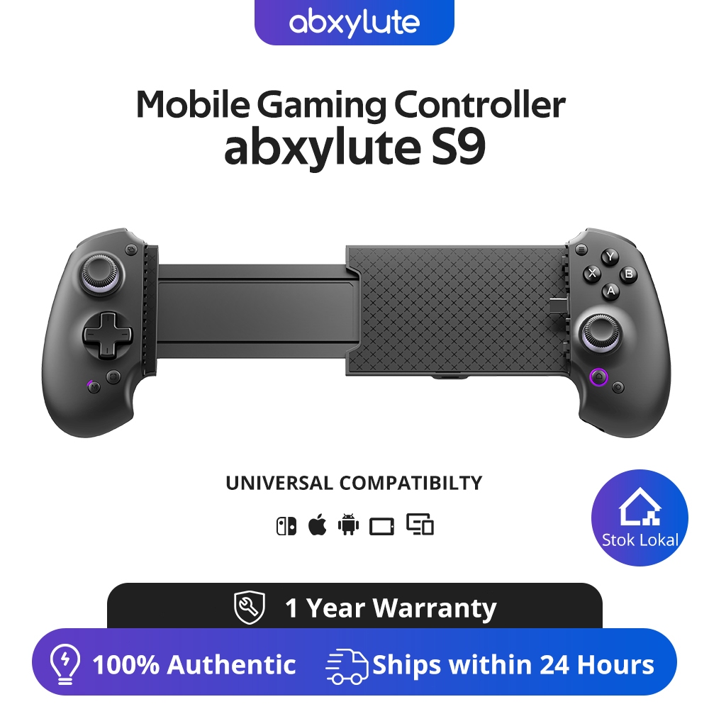 abxylute S9 Type-C ตัวควบคุมเกมมือถือขนาดเต็มสําหรับ iPhone 15/16, iPad Mini 6/7, แท็บเล็ต Android, 