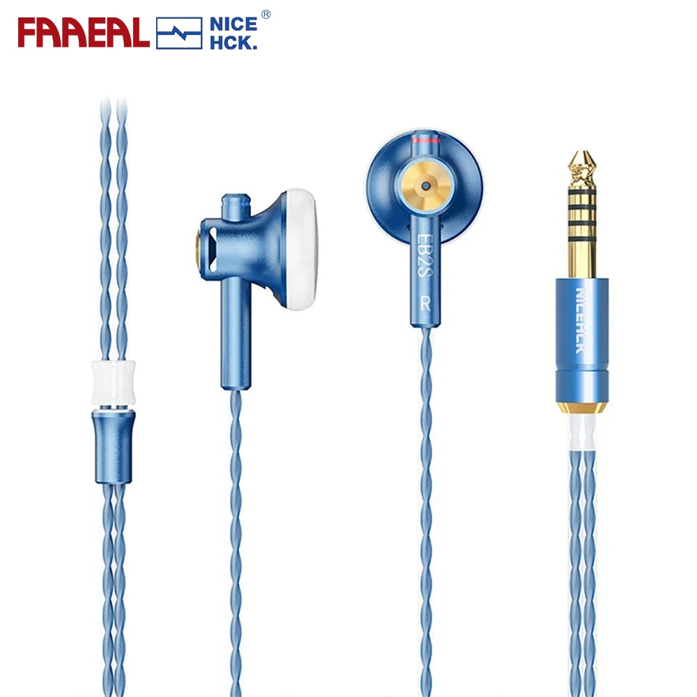 FAAEAL NiceHCK EB2S Pro เอียร์บัด LCP ไดอะแฟรมแบบไดนามิกเพลง Vocal หูฟัง IEM 15.4 มม.เบสชุดหูฟัง Sil