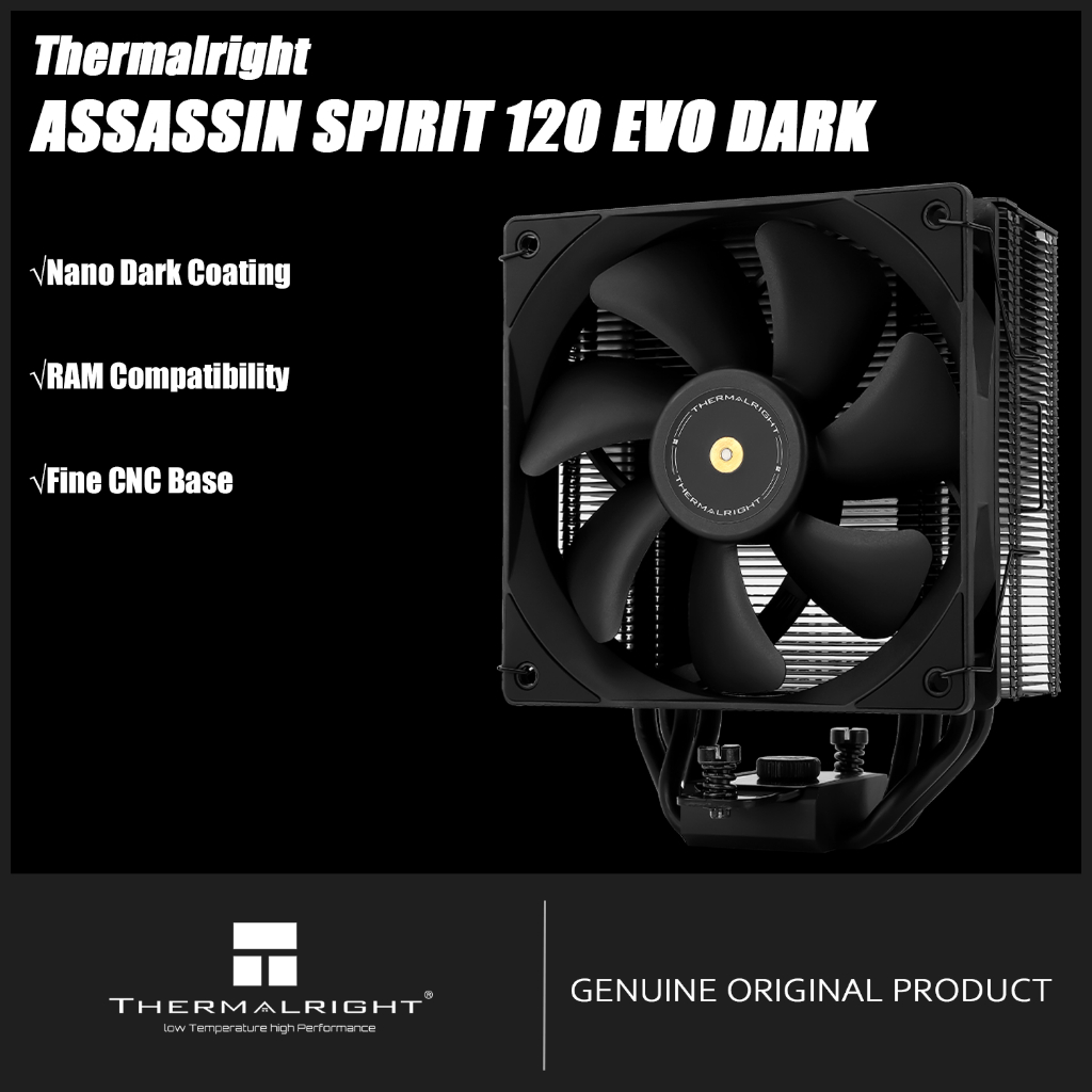Thermalright ASSASSIN SPIRIT 120 EVO DARK CPU Air Cooler AS120 EVO DARK พร้อมพัดลม TL-E12B V2