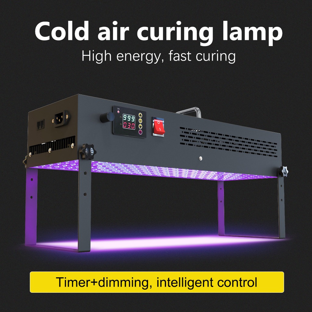150W 450W UV Curing Light พร้อมตัวจับเวลาและหรี่ 365nm 395nm ความยาวคลื่นสําหรับ 3D การพิมพ์เรซิ่น F