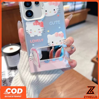 เหมาะสําหรับ OPPO Reno 15F Reno 14F Reno 14 PRO Reno 13F Reno12 F Reno11 F Reno 10 Reno 8T Reno 8Z Reno 7Z Reno8 การ์ตูนน่ารักBlue Cat กระจกขาตั้งกันกระแทก TPU p