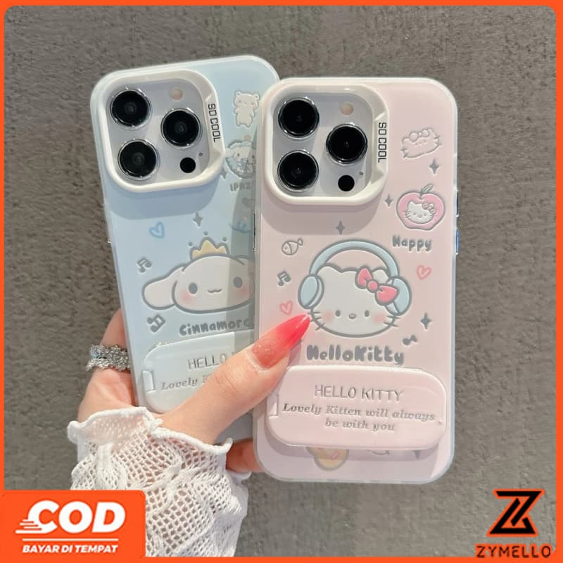 เหมาะสําหรับ OPPO Reno 15F Reno 14F Reno 13F Reno 13 PRO Reno12 F Reno11 F Reno 10 Reno 8T Reno 8Z Reno 7Z Reno8 การ์ตูนอบเชยสุนัข Hello Kitty กระจกขาตั้งกันกระแทก TPU Ph