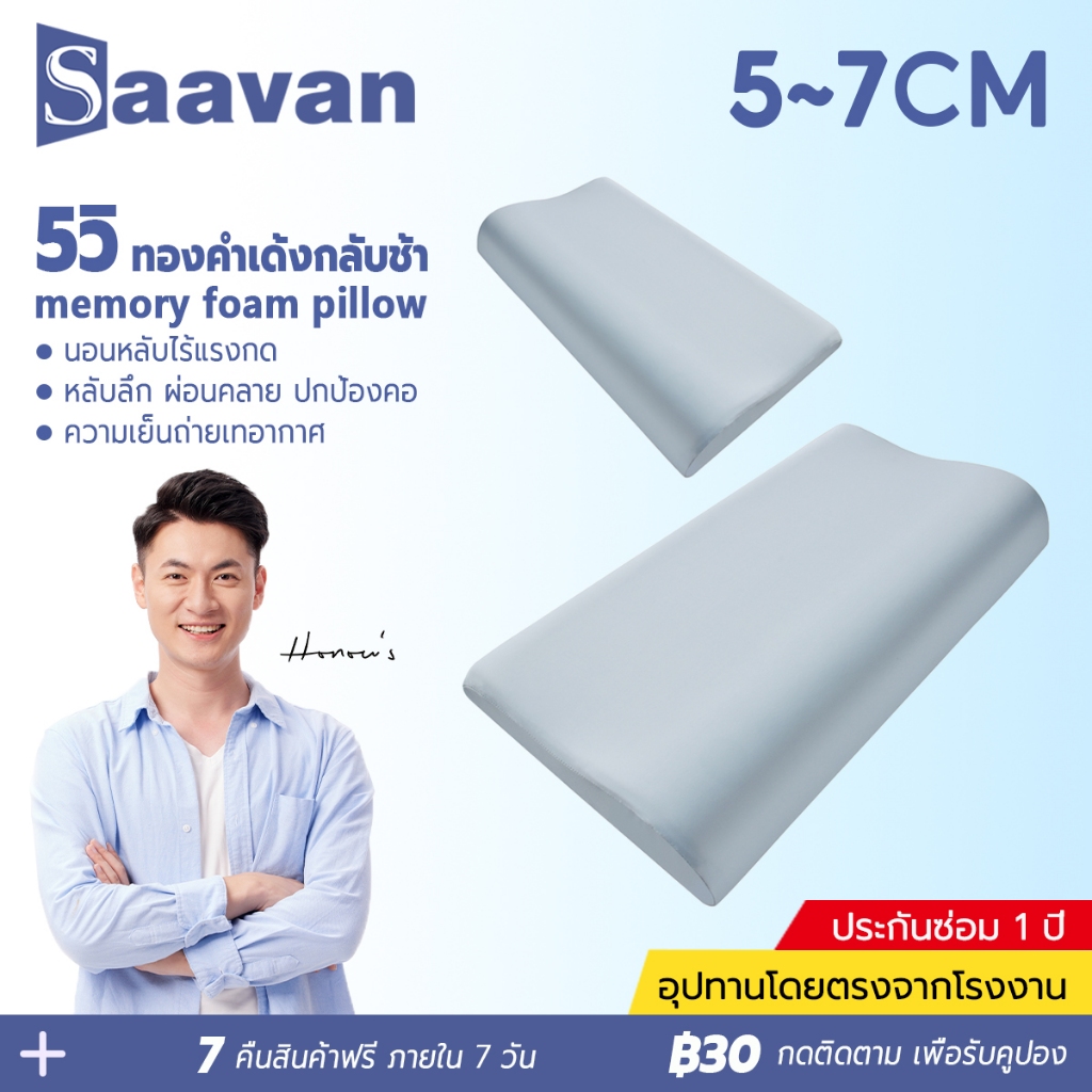 Saavan Deep Sleep หมอนเมมโมรี่โฟม หมอนโคซี่ วัสดุไฮเปอร์เมมโมรี่โฟม หลับสบายตลอดคืน LS-222