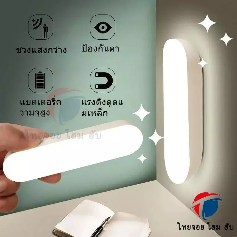 โคมไฟหัวเตียง โคมไฟ ยึดผนังด้วยแม่เหล็ก LED กลางคืนแบบตั้งโต๊ะโคมไฟอ่านหนังสือแบบชาร์จไฟได้ USB แม่เหล็ก กลางคืนเซ็นเซอร์ LED light ชาร์จ USB แบบพกพา 3 สีปรับได้ ป้องกันแสงจากโต๊ะในห้องนอน