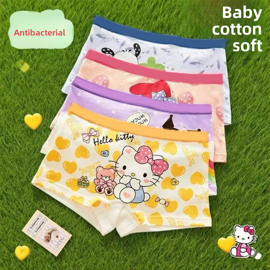 ชุดบราและกางเกงใน 4 ชิ้นสำหรับเด็กผู้หญิงวัยเตาะแตะ - พิมพ์ลายการ์ตูนน่ารัก ผ้านุ่มสบาย - รูปที่ 3
