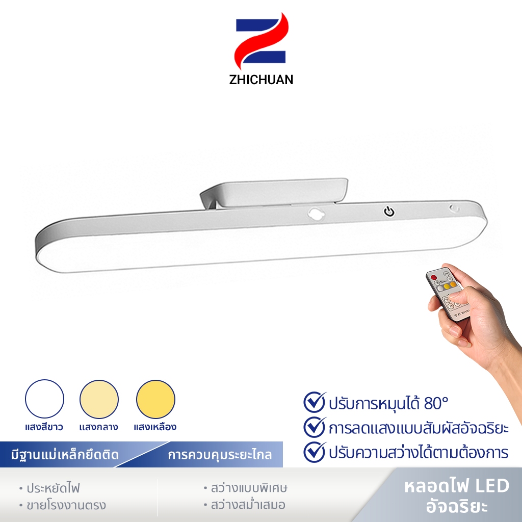 ZHICHUAN โคมไฟตั้งโต๊ะ เปิดได้ 3 แสง 28cm Table lamp ไฟแม่เหล็ก ไฟอ่านหนังสือ ไฟ LED USB ไฟแต่งห้อง ไฟled ไฟไฟติดห้อง