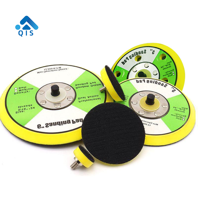 1 "/2/3/4/5 นิ้วนิวเมติกบด Sticking แผ่น Backing Flocked Hook Loop Pad ขัดถาด Air เครื่องบดขัด Backer แผ่นภาษาโปลิชคําแผ่นขัดเครื่องมือ 100 มม.125 มม.