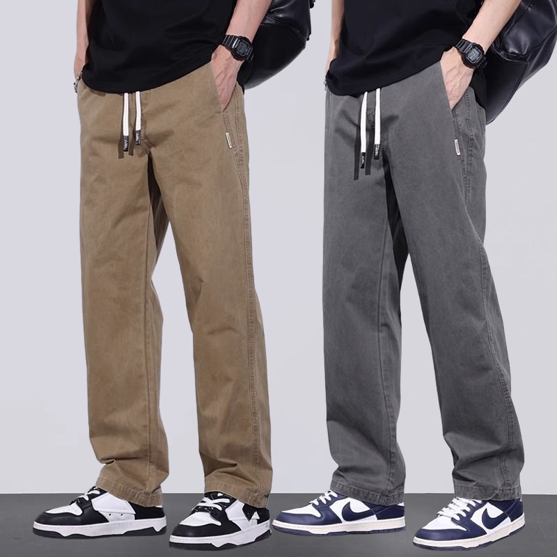 กางเกงขากว้างผู้ชายแบบญี่ปุ่น ทรงหลวม มีเข็มขัดยางยืด สไตล์คลาสสิก - รูปที่ 2