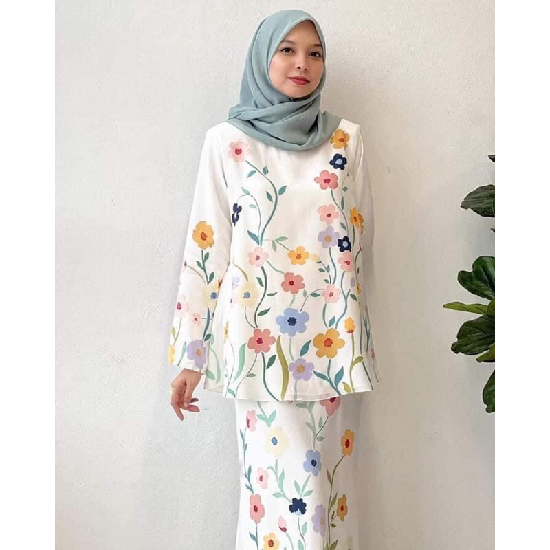 Floral Grace- Baju Kurung แฟชั่นมุสลิมผู้หญิง Baju Kurung baju raya 2026 Viral สไตล์เกาหลีสูท baju k