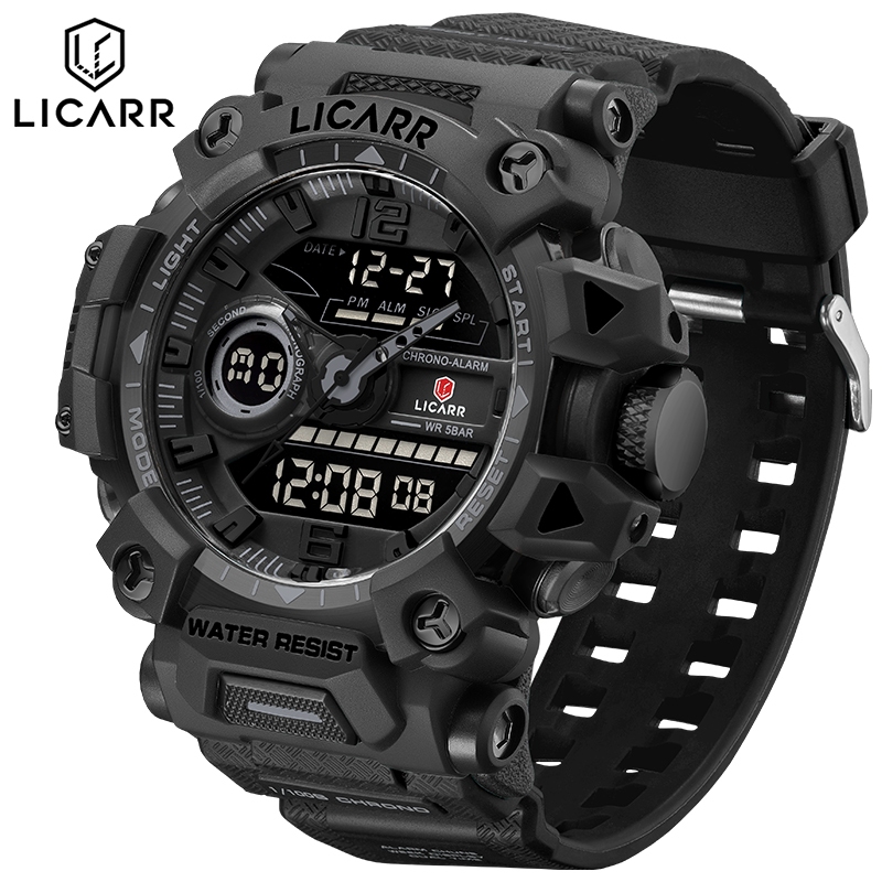 ลิการ์ กีฬากันน้ํานาฬิกาผู้ชายแบรนด์ชั้นนําปลุกแสงจอแสดงผลคู่แฟชั่นนาฬิกาจับเวลา 9535