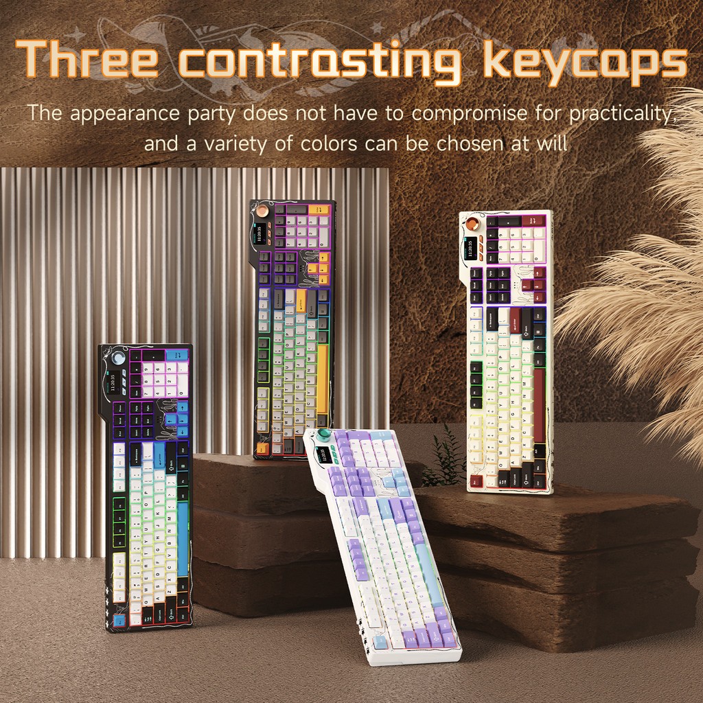 AJAZZ AK35I V4 Custom Mechanical Keyboard - ปะเก็น Tri-mode RGB Backlit จอแสดงผล LCD ปุ่มมัลติมีเดีย