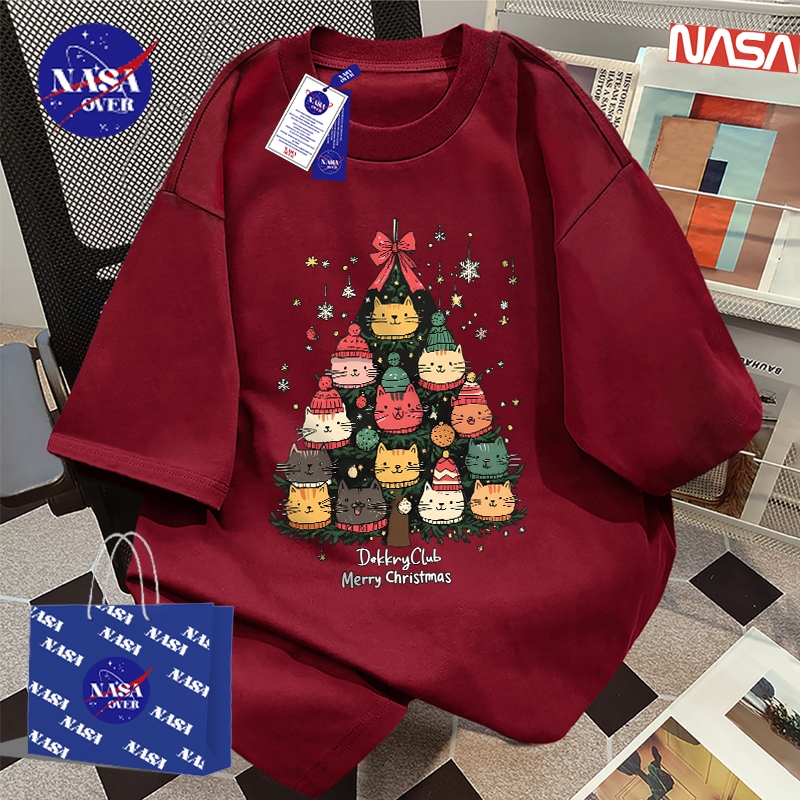 【จัดส่งตลอด 24 ชั่วโมง】🔥NASA ฤดูร้อน ลายแมว🎄ต้นคริสต์มาส Christmas🎅oversize แขนส